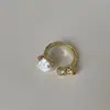 Anillo de Oro de Forma Especial con Perlas Barrocas de Lujo Ligero y Alta Gama para Mujer con Anillo de Moda Único y Exquisito