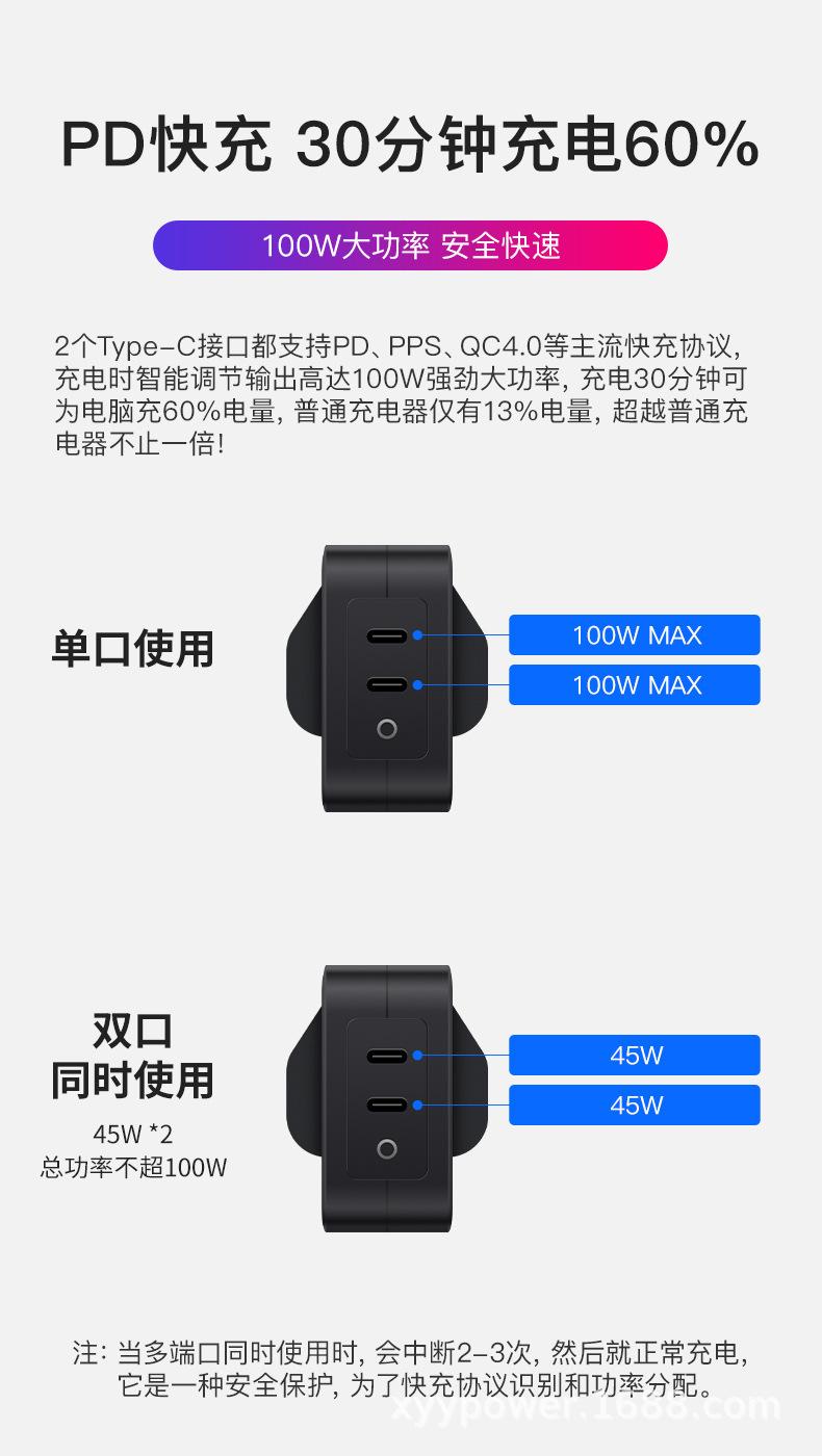 PD100W氮化镓C+C英规