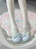 Lindos Zapatos Originales Lolita de Encaje con Lazo de Cuero Zapatos de Ballet Redondos de Punta Tacón Bajo Zapatos de Cuero Lolita Princesa Jk
