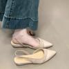 Mocassins Elegantes de Veludo Costurado Estilo Francês Sandálias Brisa de Verão à Noite Moda 2025 Sapatos Femininos Rasos com Tira no Tornozelo