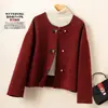 26 Abrigos de Lana Doble Cara para Mujer, Nuevos Estilos Otoño e Invierno, Gama Alta, Modernos, Elegantes, Abrigos Cortos de Lana Engrosados al por Mayor