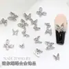 X104 Decoração de Unhas Borboleta Francesa Mini Estéreo Liga de Metal Prata Laço Adornos para Nail Art Atacado