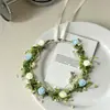 Coroa de Flores Rosa Fada Headpiece Faixa de Cabeça Estilo Mori Menina Adulta Flores Artificiais Faixa de Cabeça Acessórios de Cabelo Flor na Cabeça Adereços para Fotos
