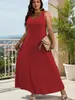 Comercio Exterior Transfronterizo Nuevo Estilo Africano Tallas Grandes Ropa para Mujer, Vestido de Tirantes Color Sólido Elegante y con Estilo, Vestido sin Mangas para Mujer