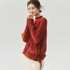 Suéter de Punto de Cachemira de Terciopelo Bai Cai 26 Otoño Simple con Letra Jacquard Cuello Redondo Manga Larga con un Elegante Diseño para el Trabajo y Nuevos Detalles de Ganchillo