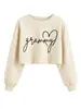 Amazon Wish e-commerce transfronteiriço loja independente casual simples feminina Grammy crop top moletom em formato de coração em estoque