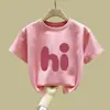 Camisetas de Verão Infantis de Manga Curta Estilo Novo Algodão Puro Amigo da Pele Tamanhos Médio e Grande para Meninas Tops de Verão Meia-Manga Estilo Coreano Fofo para Meninas