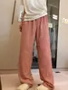 Calça de Pijama Xadrez de Camadas Alta Feminina Fina para Caminhada Simples Casual Solta Usável Super Longa para Casa
