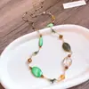 Collar largo de cuentas redondas con colgante de concha de cristal transfronterizo europeo y americano, cadena para la clavícula de estilo bohemio para vacaciones, accesorio de moda