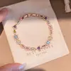 Pulsera de cierre geométrico con circonita chapada en oro real de 18k, pulsera de nicho de lujo ligero de alta gama, joyería elegante y exquisita