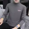 Camiseta Térmica de Auto-Calentamiento Cálida para Hombre con Forro Polar, Camiseta Básica Casual Simple de Manga Larga con Cuello Medio Alto Estilo Coreano