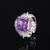 2024 Nueva Joyería Huabi Diamante de Alto Carbono Corte Flor de Hielo Cobre Incrustado Cuadrado de Princesa Conjunto para Mujeres 12*12