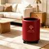 Cubo de basura cilíndrico texturizado con ruedas universales, móvil para uso doméstico en sala de estar, cocina, dormitorio, baño, cubo de basura de gran capacidad