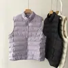 Colete acolchoado quente leve com gola alta para mulheres, pode ser usado como camada externa, não volumoso, jaqueta regata canelada slim fit solta de outono e inverno