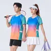 Conjunto de ropa de bádminton para comercio exterior al por mayor listo para enviar, camiseta de entrenamiento de competición profesional de secado rápido en degradado, ropa de pickleball