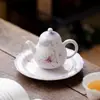 Bule de Chá Cerâmico com Borboleta Pintada à Mão em Gradiente Roxo para Uso Doméstico, Bule Único com Filtro de Furo de Bola, Bule de Mão, Conjunto de Chá Kung Fu de Alta Qualidade
