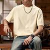 Playera de Algodón de Peso Pesado de Manga Corta para Hombre Blanco Puro Holgada Cuello Redondo Americano Básica Casual a la Moda Top Estilo Verano