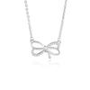 Colar de Prata de Lei S925 com Laço para Mulheres, Design de Luxo Leve, Sensação de Alta Qualidade, Versátil, Temperamento Doce, Joia Corrente para Suéter com Diamantes