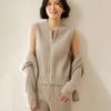 Outono e Inverno 2024 Novo Cardigan de Malha de Caxemira Feminino com Capuz Cardigan Solto Casaco com Zíper Suéter Novo