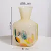 Diseño original de alta calidad puntos de color amarillo leche jarrón de vidrio antiguo hecho a mano flor arreglos florales adornos