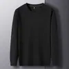 Suéter de manga larga para hombre, camiseta de primavera y otoño, cuello redondo ajustado, color liso, informal, transpirable