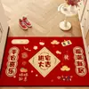 Tapetes de Entrada Domésticos Estilo Chinês, Antiderrapantes, Tapetes de Piso de Lama de Diatomáceas Absorventes de Água, Tapetes de Piso Resistentes ao Desgaste para Porta de Entrada, Tapetes Festivos Vermelhos