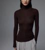 Lavable a máquina, hipoalergénico, cómodo, lana merino fina, sin costuras, cuello alto, elegante, cárdigan Maillard