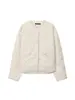 Ropa Europea y Americana Transfronteriza Otoño e Invierno 2025 Chaquetas Nuevas Cuello Redondo Cuadros de Diamantes Casuales Algodón Tops Chaquetas para Mujer