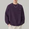 Ropa de Hombre Shanggu Sudadera de Hombre Primavera y Otoño Patchwork Top Casual Color Sólido Cuello Redondo Suéter Holgado Manga Larga Chaqueta
