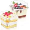 Caja Transparente Cuadrada para Mousse Taza Desechable para Empaque de Cupcakes Caja para Frutas Caja para Empaque de Postre Pastel de Mil Capas