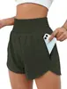Shorts Esportivos Femininos Cintura Alta Corrida Yoga Falso Duas Peças Anti-deslocamento Academia Elástico Exercício Emagrecedor Justo
