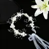 Nueva Diadema de Novia, Nueva Diadema de Flor de Perla, Tocado de Hoja Dorada Tejido a Mano, Tocado para Niños
