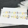 30 Piezas de Uñas Postizas de Tamaño Mediano con Forma de Almendra Color Durazno, Estilo Fresco de Verano, Diseño de Frutas Coloridas 3D, Estilo Lindo Ins, Moda Europea y Americana