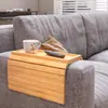 Bandeja para apoio de braço de sofá, bandeja de armazenamento lateral para sofá, armazenamento de mesa lateral dobrável, bandeja de armazenamento de madeira maciça com base antiderrapante