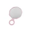 Espejo de Maquillaje Portátil Fresco Estilo Coreano con Diseño de Rosa, Espejo Portátil Tridimensional con Mango, Se Puede Colgar para Retoques en la Oficina