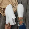 Sapatos Femininos de Salto Baixo, Esportivos Casuais de Malha Cruzada com Bico Redondo, Novos Sapatos com Salto Plataforma de Tamanho Grande, Estilo Europeu e Americano