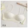 Sutiã Sem Costura de Decote Baixo para Seios Pequenos, Antiquebra, Cintura Baixa, Costas Bonitas, Alças Finas de Alta Elasticidade, Sutiã Respirável Invisível