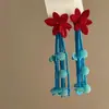Pendientes de Flor Coloridos con Aguja de Plata Estilo Vacaciones de Verano, Pendientes de Moda de Lujo Ligero de Alta Gama, Accesorios para Orejas de Nicho para Mujeres
