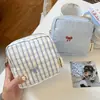 Bolsa de Tofu Casera de Rayas Simples, Bolso de Mano Portátil para Mujer, Linda Bolsa de Almacenamiento para Toallas Sanitarias, Bolso Pequeño para Llevar de Estudiante