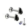 Piercing de Língua de Titânio F136, Piercing Labial de Pedra Natural em Formato de Gota d'Água, Piercing de Orelha de Liga de Titânio G23, Joias com Rosca Interna, Piercing de Hélice
