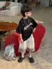 TaiRu 2026 Verano Nuevo Estilo Coreano Lavado Estampado de Letras Manga Corta Moda Infantil Casual Camiseta para Niños