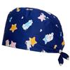 Gorro Quirúrgico Estampado Algodón Puro Ajustable con Botón con Banda Absorbente de Sudor Color Sólido Gorro de Sala de Operaciones para Doctor Gorro de Enfermera UCI