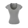 Camiseta Blanca de Manga Corta con Escote en U Estilo Puro Deseo para Mujer Verano Diseño con Sentido Ajustada Cintura Ceñida Elástica Top Cropped de Temperamento