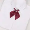 Sueño de conejo electrónico color sólido corbata de lazo jk punta pequeña flor de raíz de loto almidón rojo vino collar de uniforme japonés flor