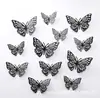 R 12 Adesivos de Parede Borboleta Oca com Textura de Metal 3D Comércio Exterior Transfronteiriço Borboleta de Simulação Tridimensional Adesivos para Casa