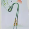 Cordão de Colar com Pingente Duplo de Nó Flor de Pessegueiro Trançado de Oito Fios Feito à Mão DIY para Homens e Mulheres Pingente de Buda Cordão Dourado