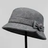Sombrero de mujer para otoño e invierno, sombrero de pescador de lana de ala corta, engrosado, cálido, casual, sombrero de algodón para mujeres de mediana edad y mayores