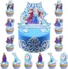 Novo Congelado Decoração de Festa Temática Bandeira de Aniversário Infantil Bolo Cartão Balão Set