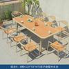 Mesa e Cadeira para Varanda de Pátio de Villa Nórdica Cadeira de Rattan à Prova d'Água e Proteção Solar Conjunto de Mesa de Chá Sala de Jantar Externa de Lazer Conjunto de Mesa Longa
