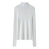 Suéter de Punto Acanalado de Cuello Alto para Mujer Otoño Invierno Ajuste Delgado Elástico Acanalado Vertical Suéter Cálido de Manga Larga Pulóver Base